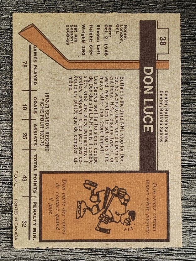 1973-74 O-Pee-Chee #38 Don Luce (EXMT)