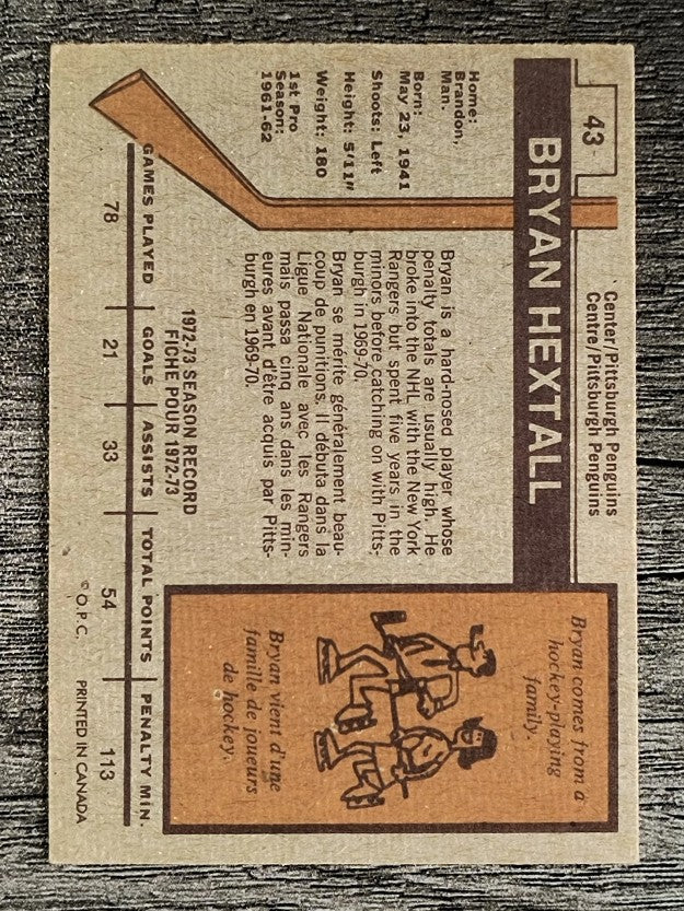 1973-74 O-Pee-Chee #43 Bryan Hextall (EXMT)