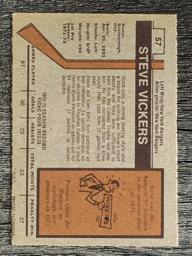 1973-74 O-Pee-Chee #57 Steve Vickers (EX)