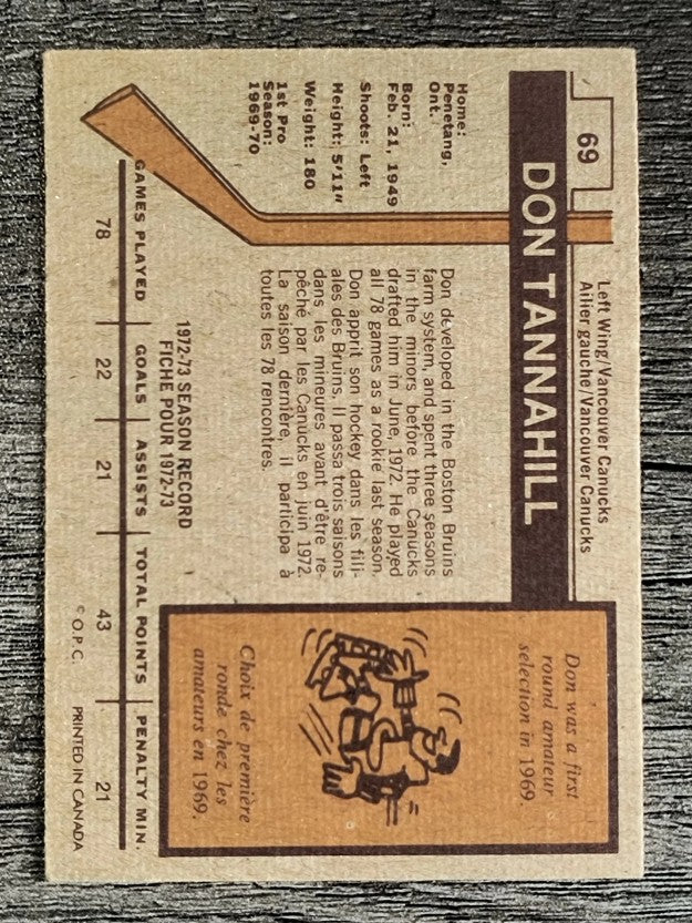 1973-74 O-Pee-Chee #69 Don Tannahill (EX)