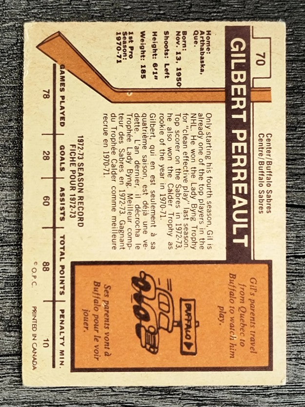 1973-74 O-Pee-Chee #70 Gilbert Perreault (VG)