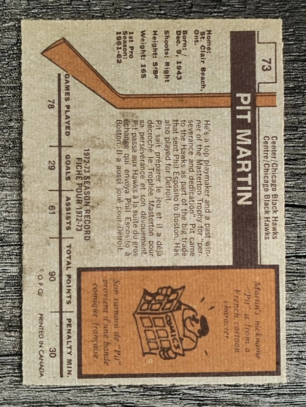 1973-74 O-Pee-Chee #73 Pit Martin (EX)