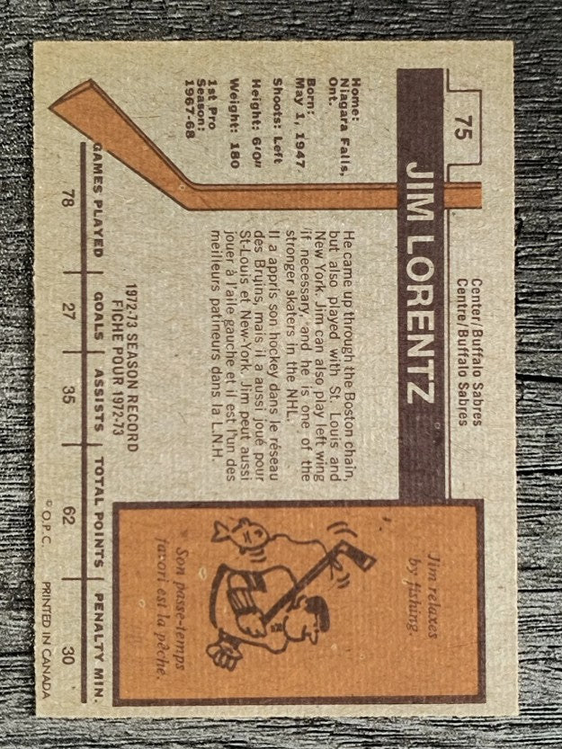 1973-74 O-Pee-Chee #75 Jim Lorentz (EX)