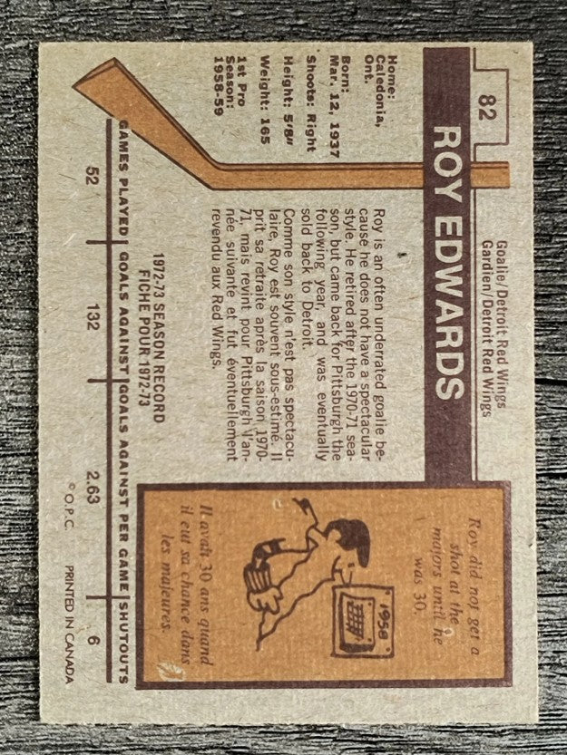1973-74 O-Pee-Chee #82 Roy Edwards (EXMT)
