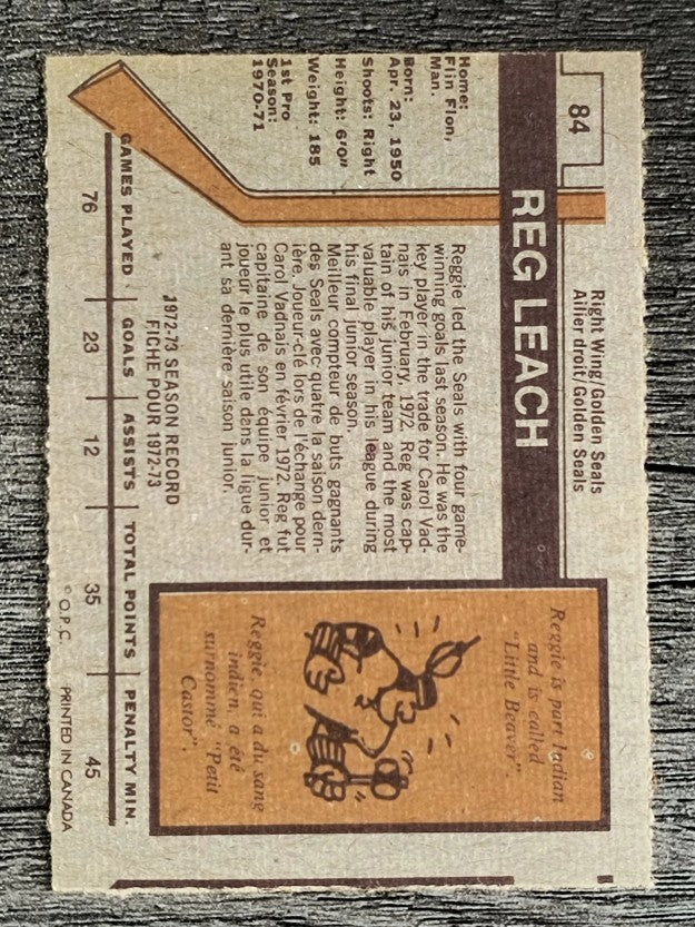 1973-74 O-Pee-Chee #84 Reggie Leach (EX)