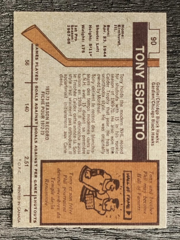 1973-74 O-Pee-Chee #90 Tony Esposito (EXMT)