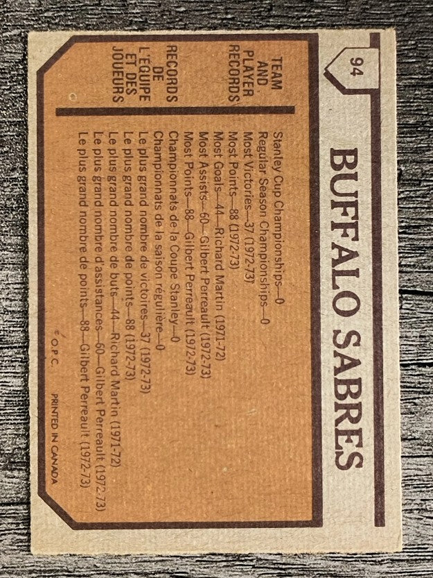 1973-74 O-Pee-Chee #94 Sabres Team (EXMT)