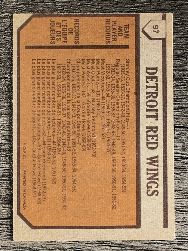 1973-74 O-Pee-Chee #97 Red Wings Team (EX)