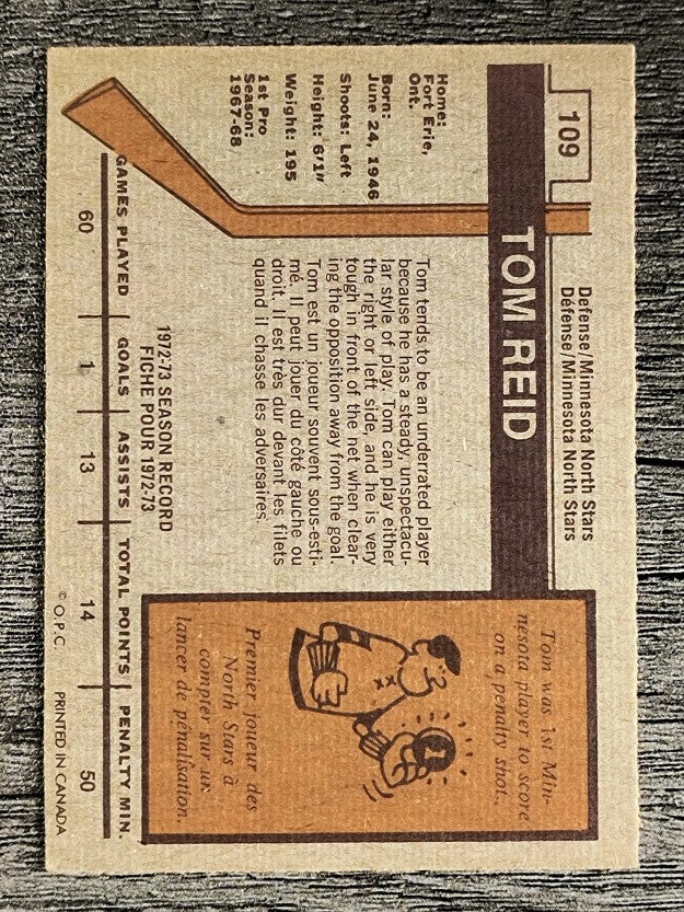 1973-74 O-Pee-Chee #109 Tom Reid (EXMT)