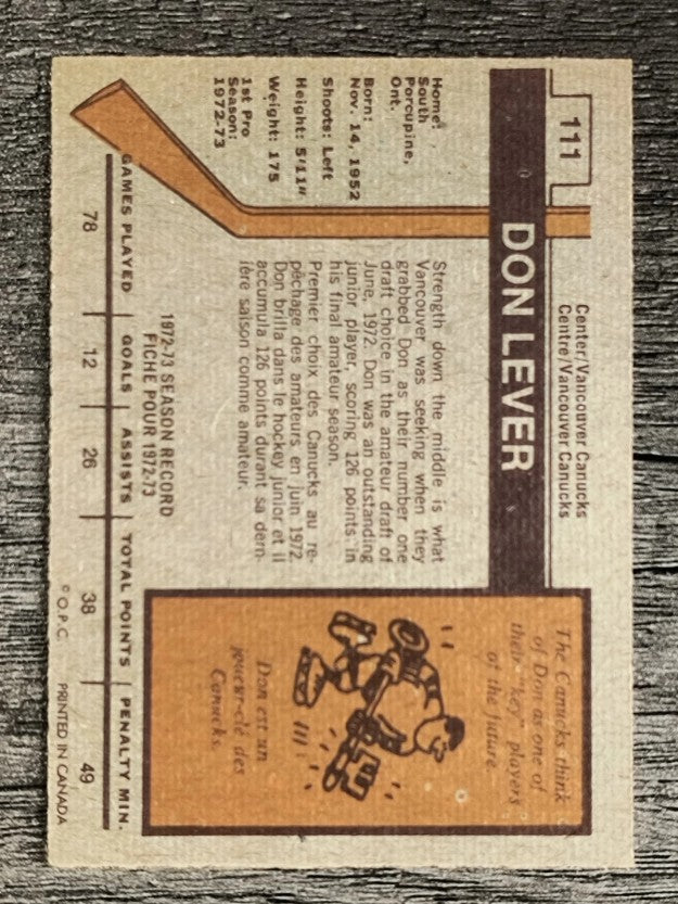 1973-74 O-Pee-Chee #111 Don Lever (EXMT)