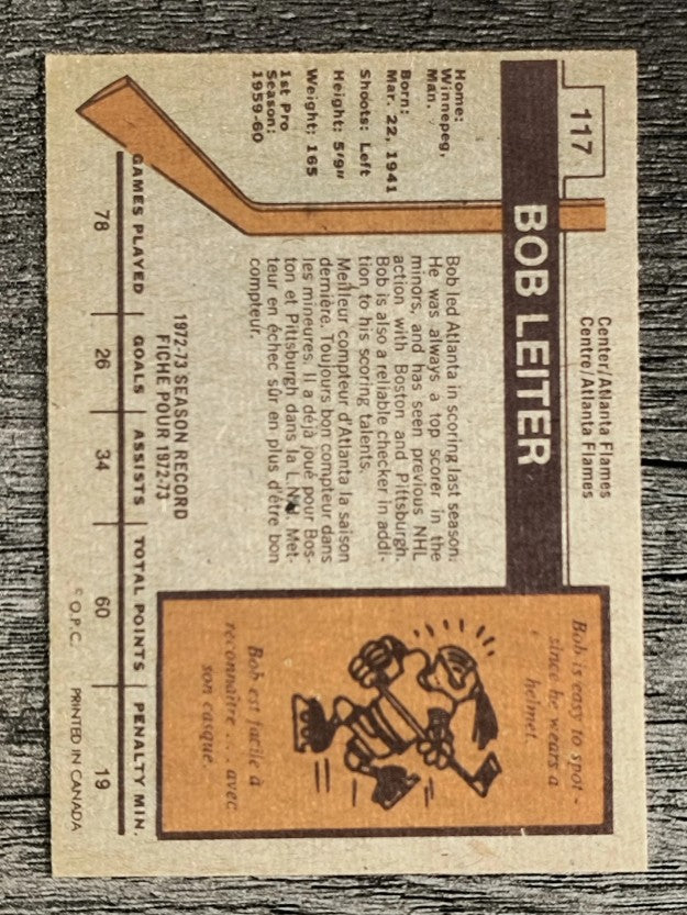 1973-74 O-Pee-Chee #117 Bob Leiter (NM)