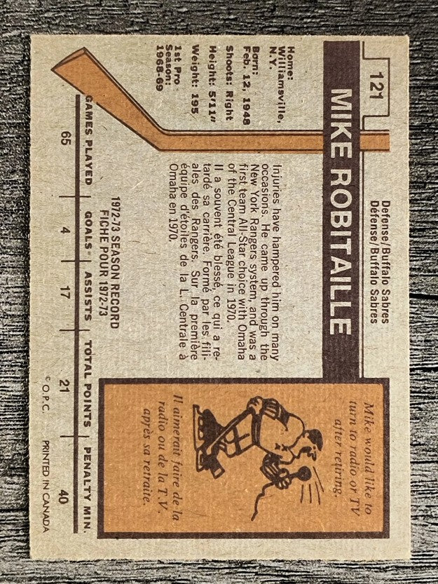 1973-74 O-Pee-Chee #121 Mike Robitaille (EXMT)