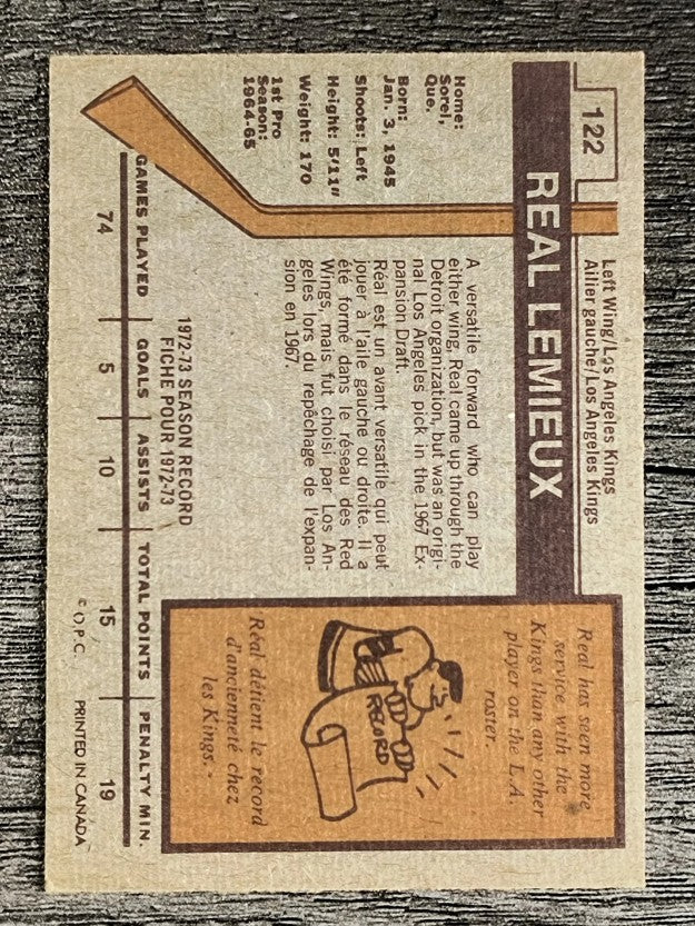 1973-74 O-Pee-Chee #122 Real Lemieux (EXMT)