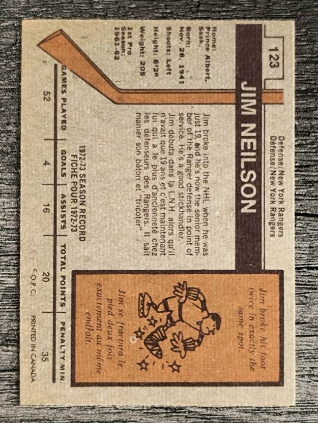 1973-74 O-Pee-Chee #123 Jim Neilson (NM)