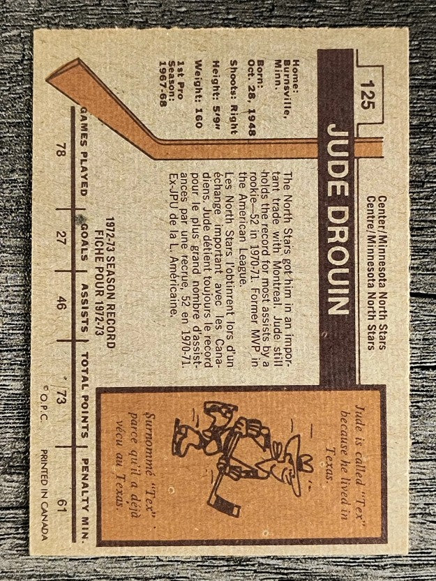 1973-74 O-Pee-Chee #125 Jude Drouin (EXMT)