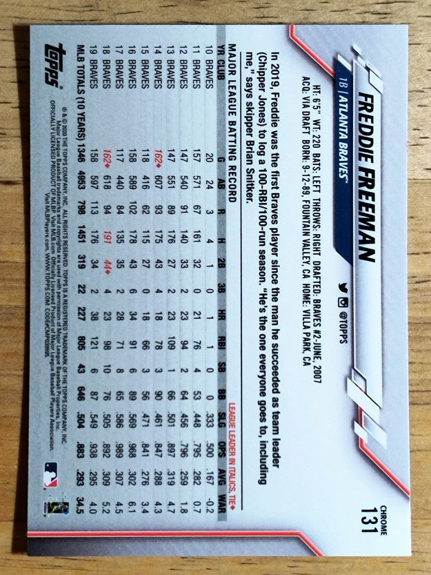 2020 Topps Chrome #131 Freddie Freeman