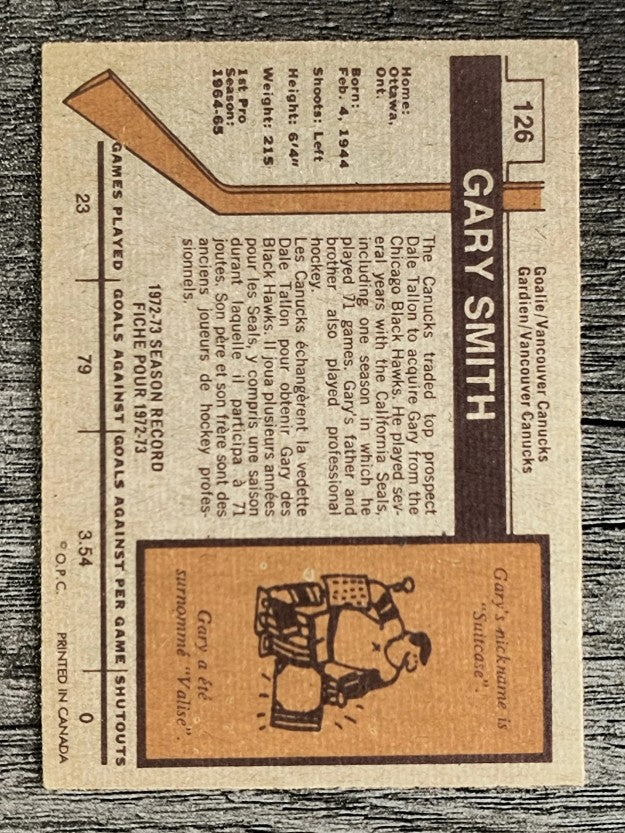 1973-74 O-Pee-Chee #126 Gary Smith (EXMT)