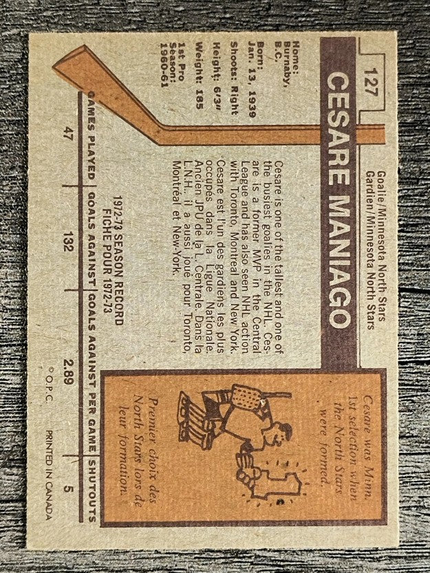 1973-74 O-Pee-Chee #127 Cesare Maniago (EXMT)