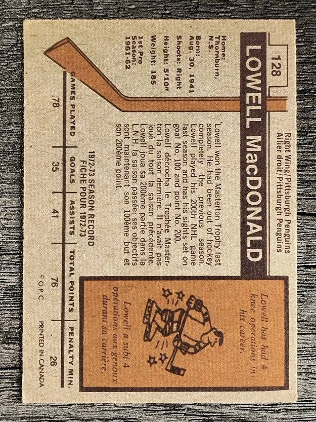 1973-74 O-Pee-Chee #128 Lowell MacDonald (EX)