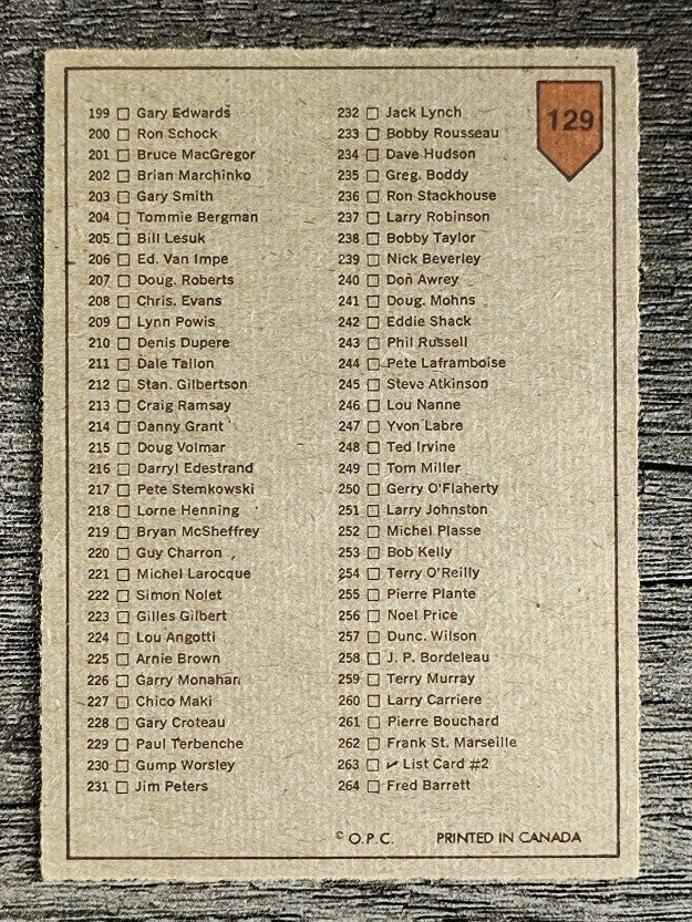 1973-74 O-Pee-Chee #129 Checklist 2 (EX)