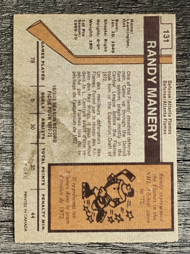 1973-74 O-Pee-Chee #131 Randy Manery (VGEX)