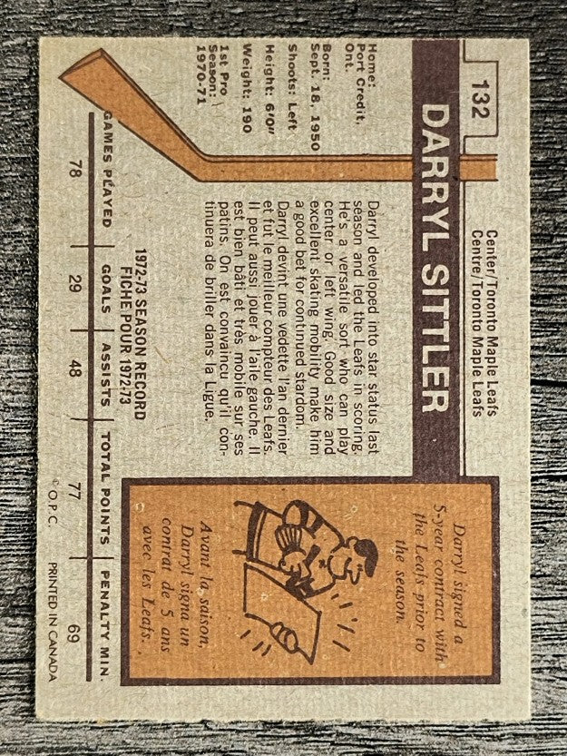 1973-74 O-Pee-Chee #132 Darryl Sittler (EXMT)