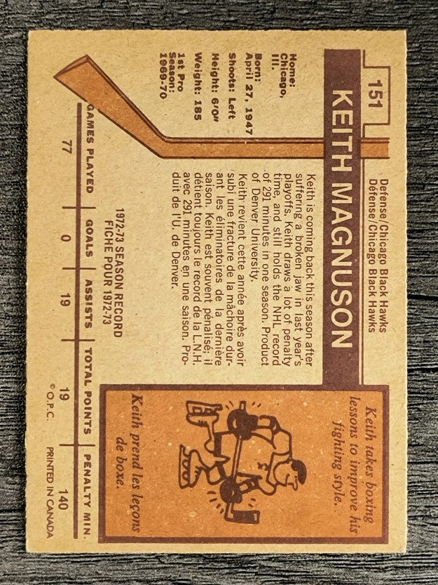 1973-74 O-Pee-Chee #151 Keith Magnuson (EXMT)