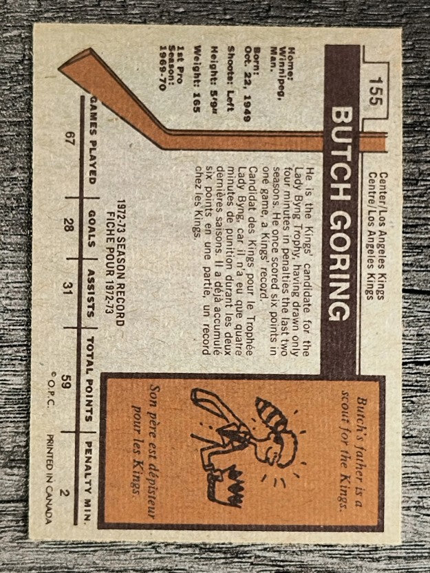 1973-74 O-Pee-Chee #155 Butch Goring (NM)