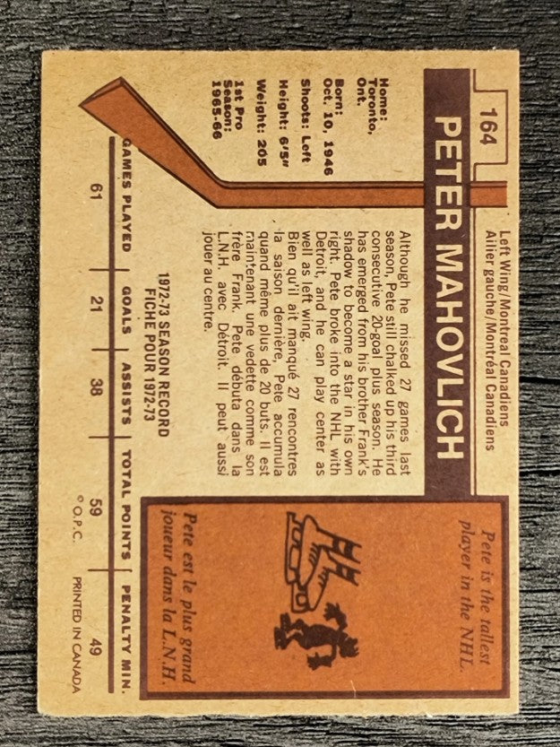 1973-74 O-Pee-Chee #164 Peter Mahovlich (EXMT)