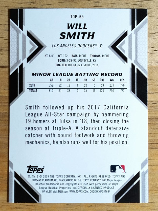 2019 Bowman Platinum Top Prospects #TOP65 Will Smith
