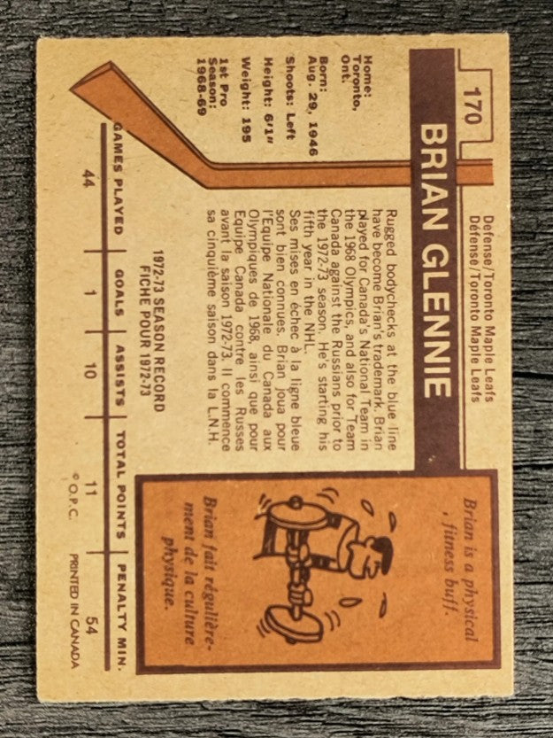 1973-74 O-Pee-Chee #170 Brian Glennie (EXMT)