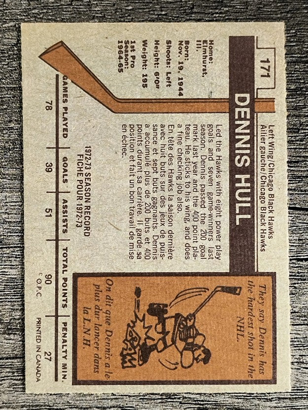 1973-74 O-Pee-Chee #171 Dennis Hull (EXMT)