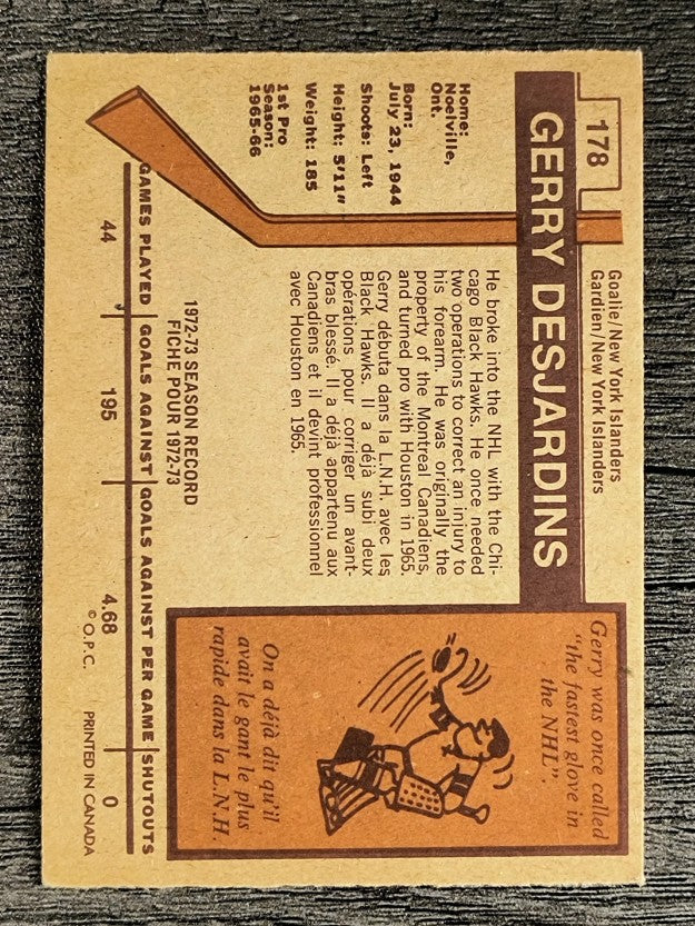 1973-74 O-Pee-Chee #178 Gerry Desjardins (EXMT)