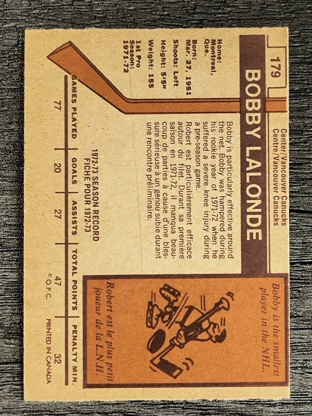 1973-74 O-Pee-Chee #179 Bobby Lalonde (EX)