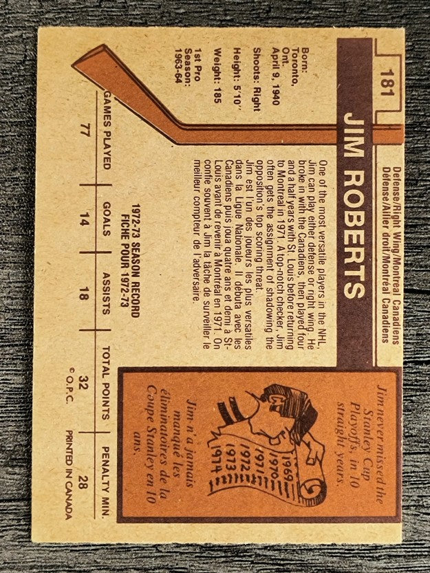 1973-74 O-Pee-Chee #181 Jim Roberts (EX)