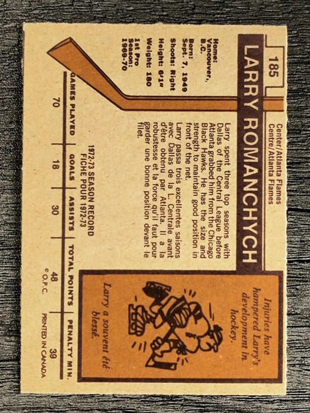 1973-74 O-Pee-Chee #185 Larry Romanchych RC (EX)