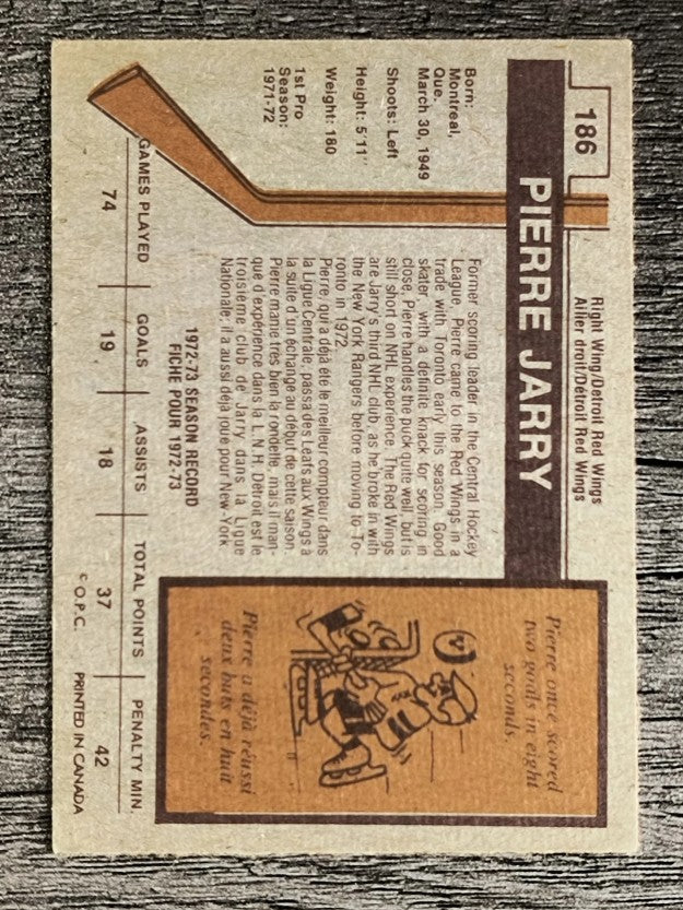1973-74 O-Pee-Chee #186 Pierre Jarry (EX)