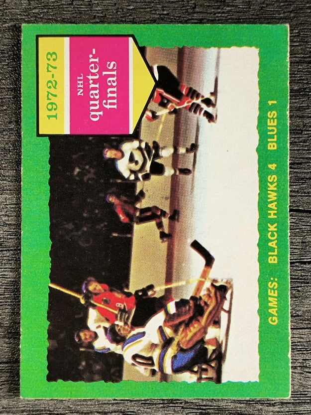 1973-74 O-Pee-Chee #193 Series C/Blackhawks 4/Blues 1 (EXMT)
