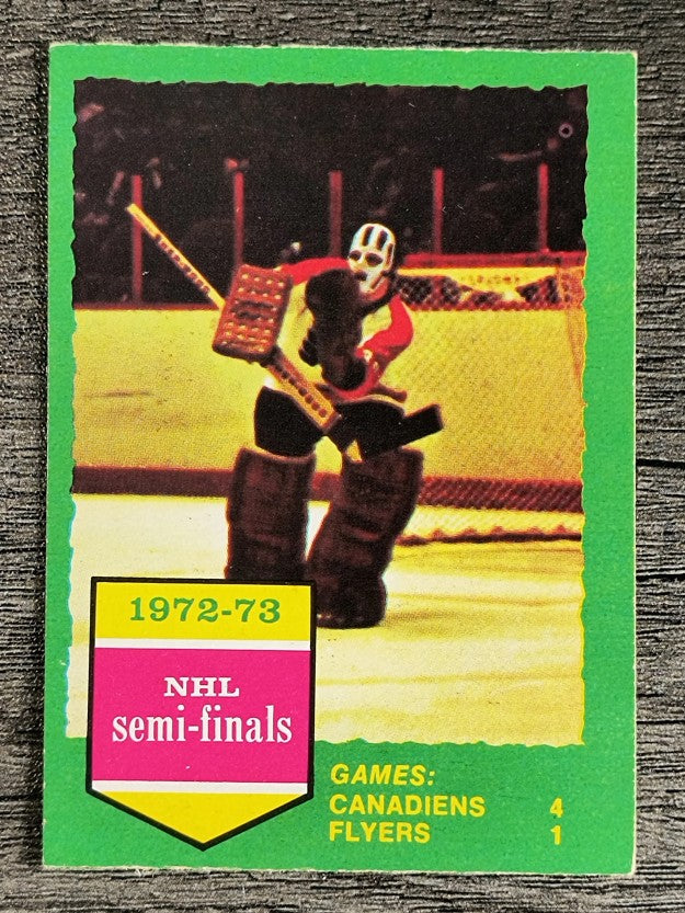 1973-74 O-Pee-Chee #195 Series E/Canadiens 4/Flyers 1 (EXMT)