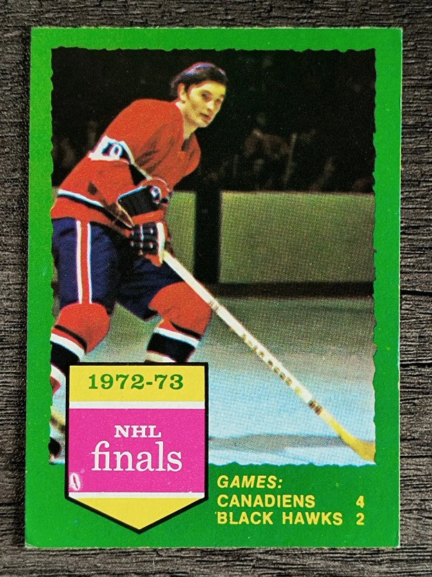 1973-74 O-Pee-Chee #197 Series G/Canadiens 4/Blackhawks 2 (EXMT)