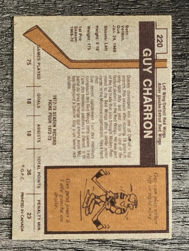 1973-74 O-Pee-Chee #220 Guy Charron (EXMT)