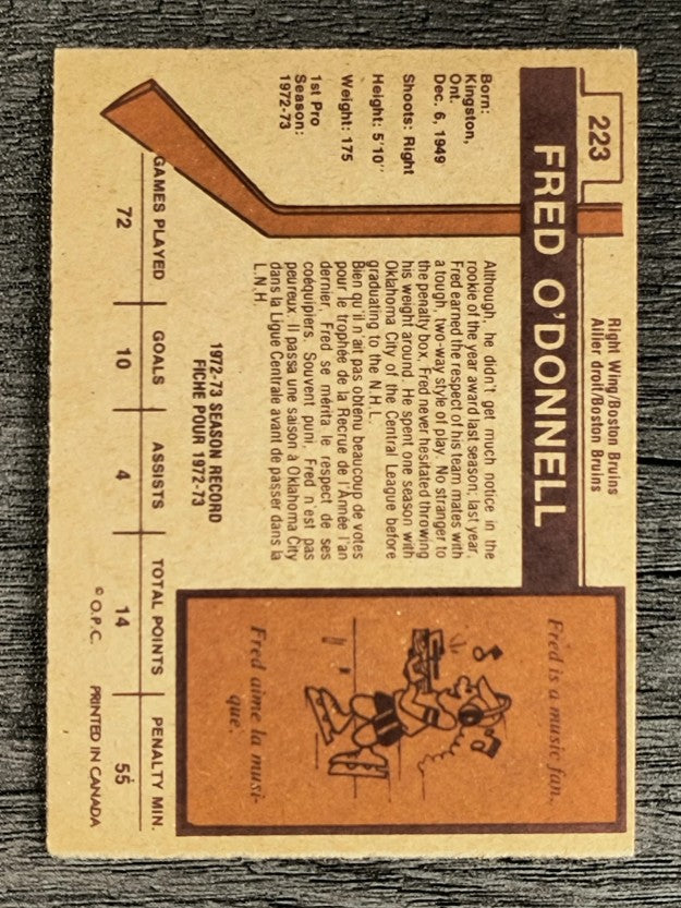 1973-74 O-Pee-Chee #223 Fred O'Donnell RC (EX)