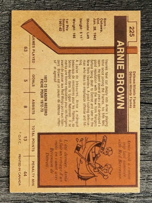 1973-74 O-Pee-Chee #225 Arnie Brown (NM)