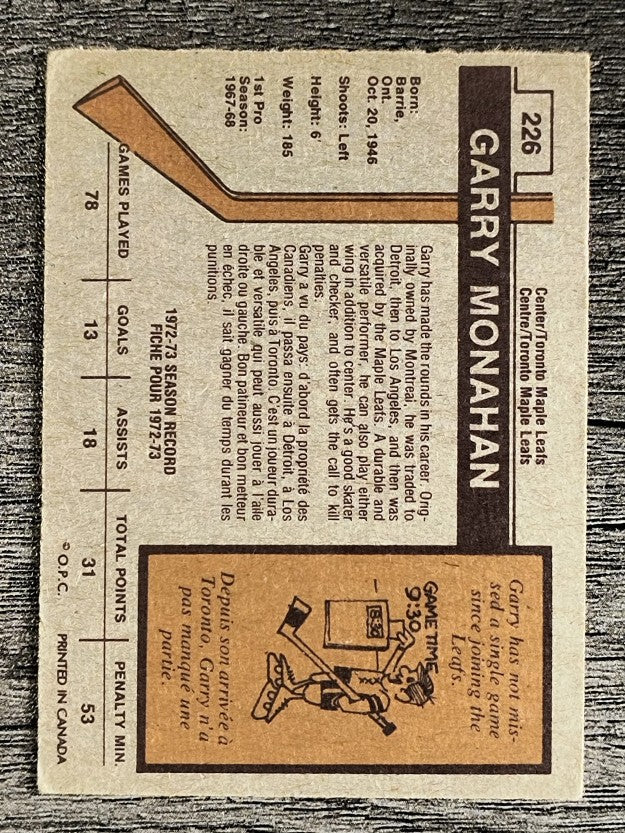 1973-74 O-Pee-Chee #226 Garry Monahan (EX)