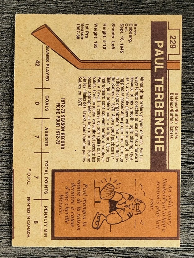 1973-74 O-Pee-Chee #229 Paul Terbenche (EX)