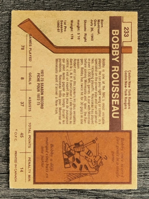 1973-74 O-Pee-Chee #233 Bobby Rousseau (EX)