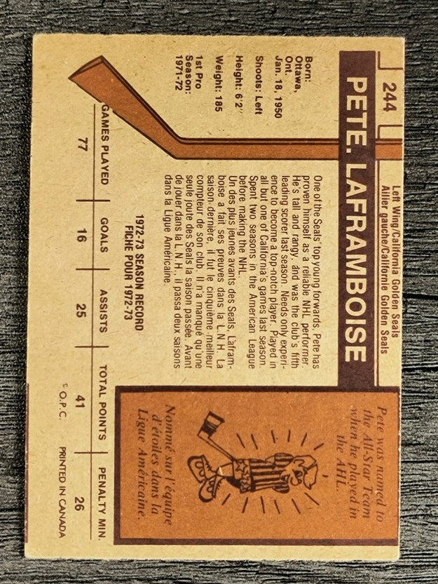 1973-74 O-Pee-Chee #244 Pete Laframboise (EX)