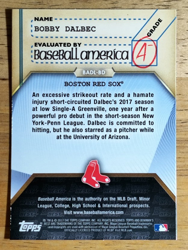 2017 Bowman's Best Baseball America's Dean's List #BADLBD Bobby Dalbec