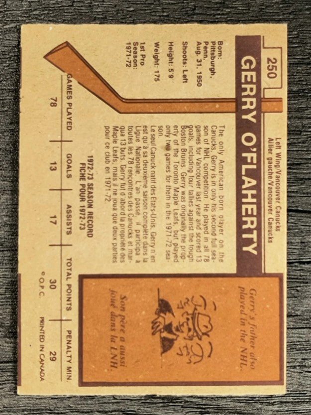 1973-74 O-Pee-Chee #250 Gerry O'Flaherty (EX)