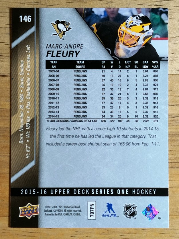 2015-16 Upper Deck #146 Marc-Andre Fleury